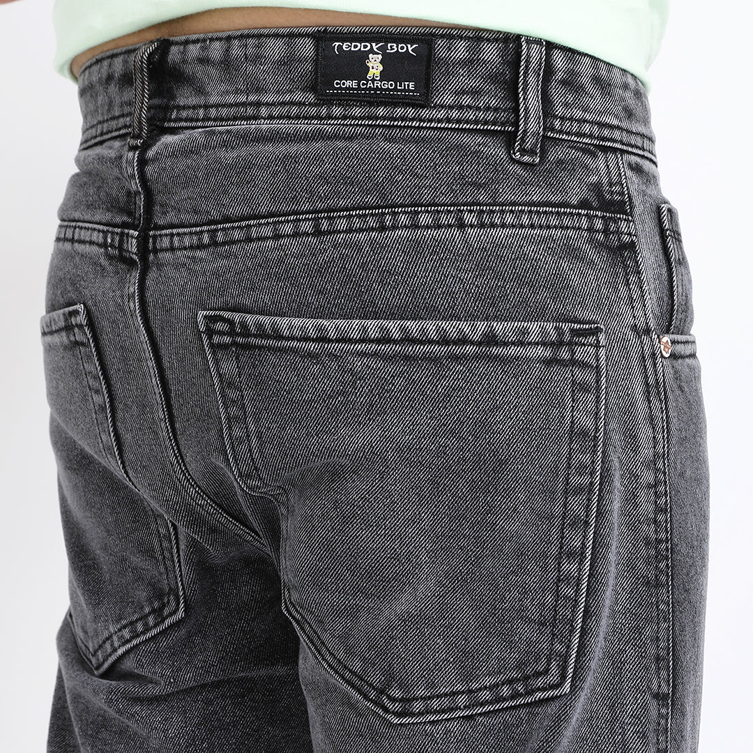 BLACK BAGGY CARGO FIT JEANS 4725-2